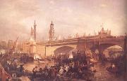 Clarkson Frederick Stanfield The Opening of London Bridge (mk25) oil painting on canvas